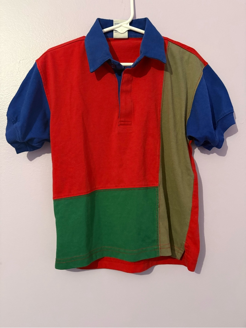 Kids Colorblock Polo Shirt - Red/Blue/Green